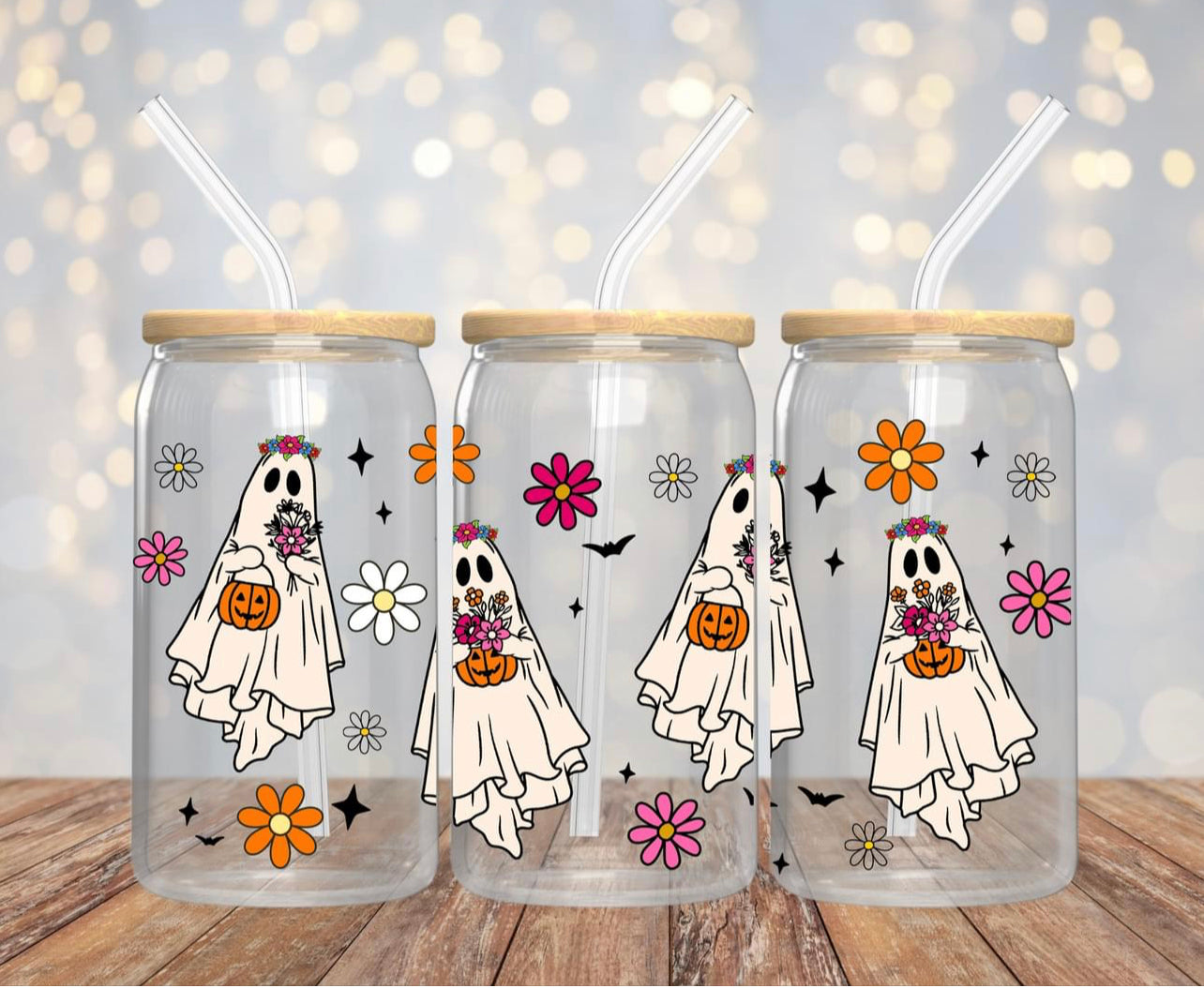 Ghost flowers UV DTF cup wrap