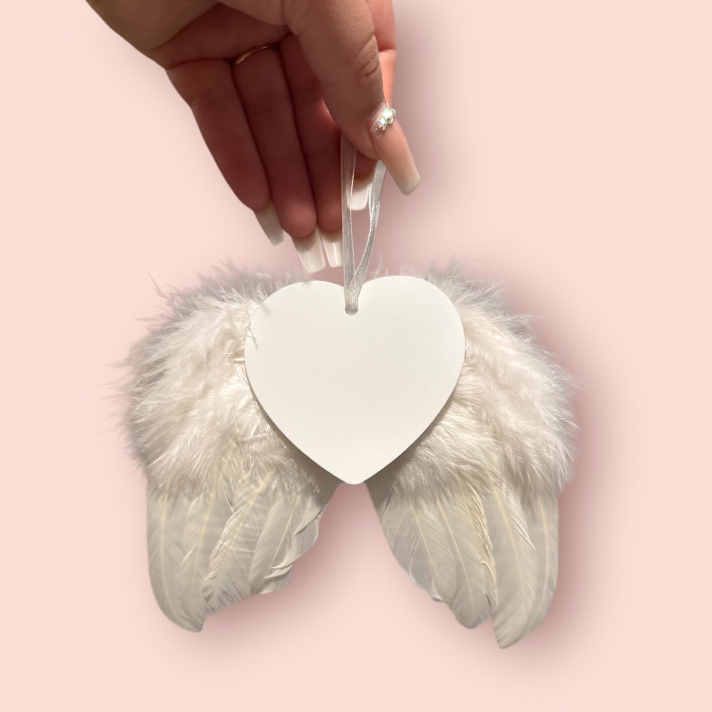 Heart w/Wings Feather Ornament