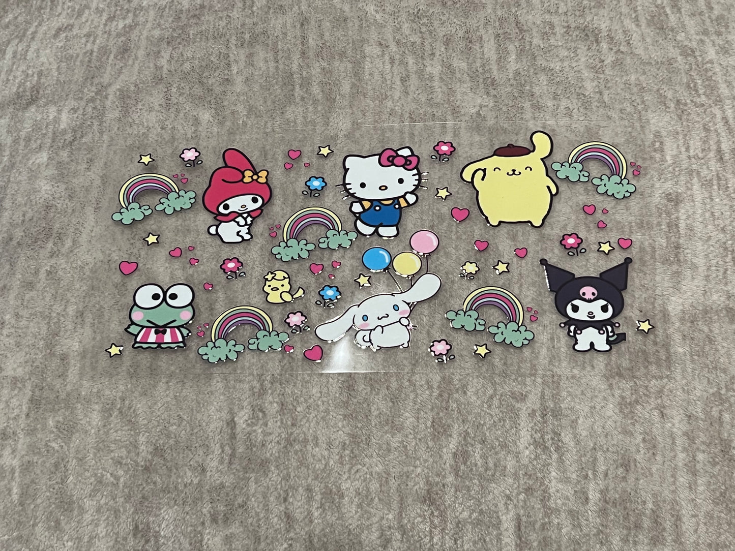 Kitty and friends UV DTF cup wrap