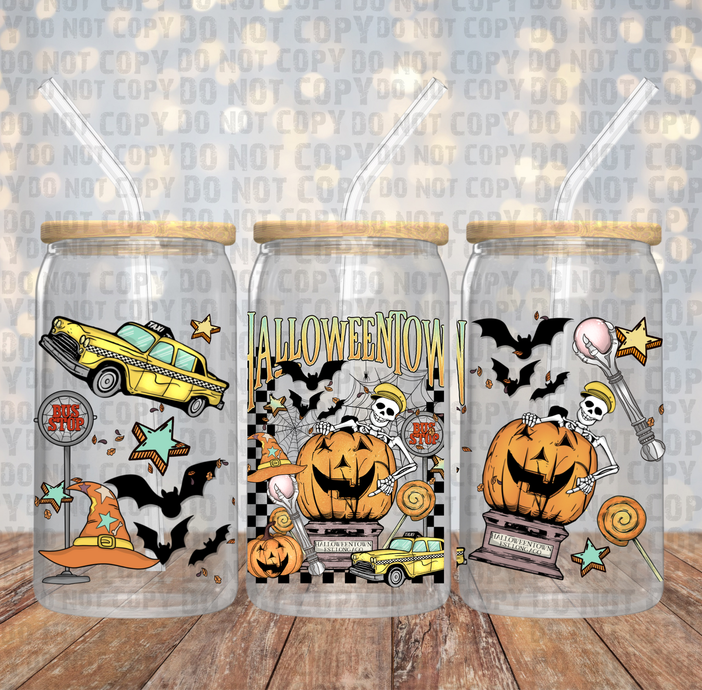Halloween Town UV DTF cup wrap