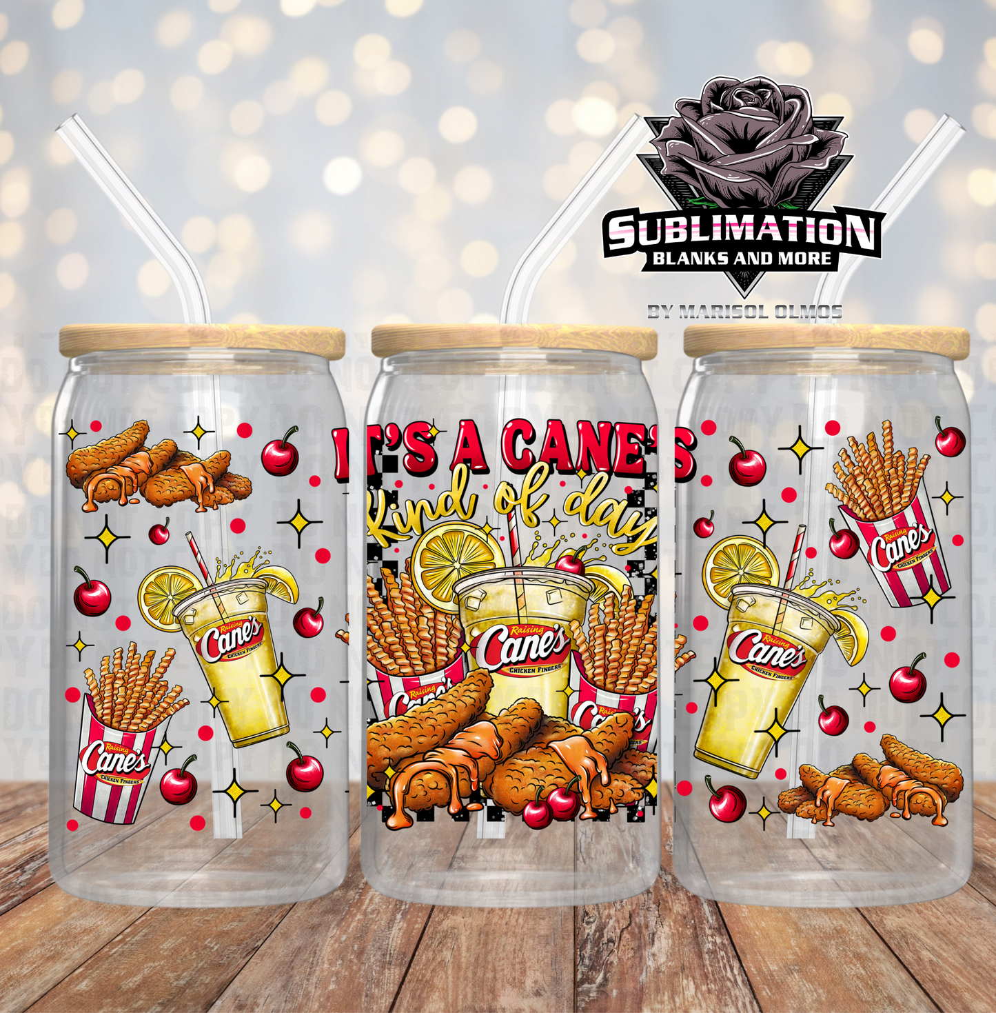 Cane's Lemonade UV DTF