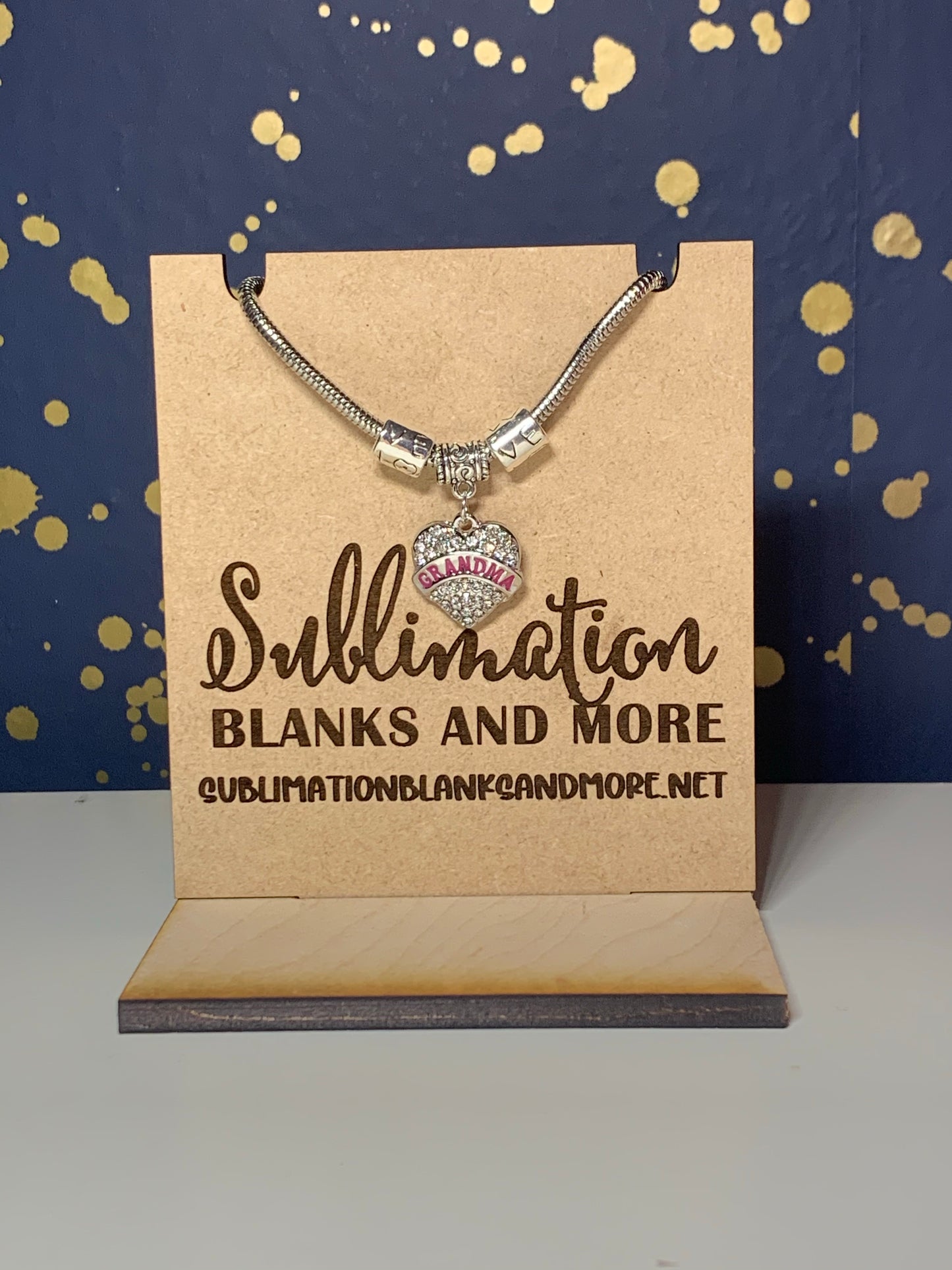 Grandma Rhinestone Charm Bracelet