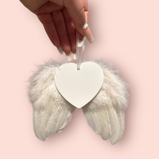 Heart w/Wings  Feather Ornament