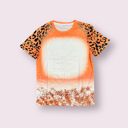 Orange Cheetah Print Bleached Tshirt