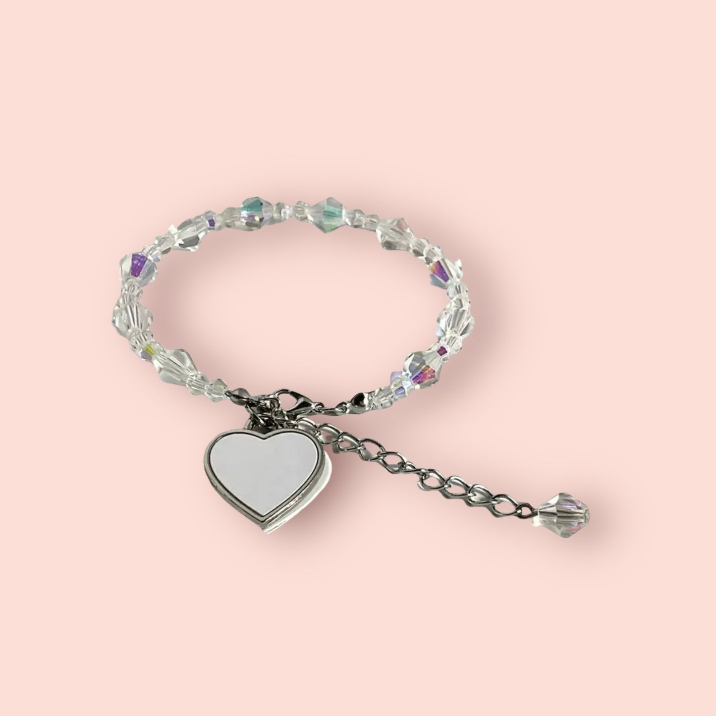 Crystal Bracelet with Heart  Pendant