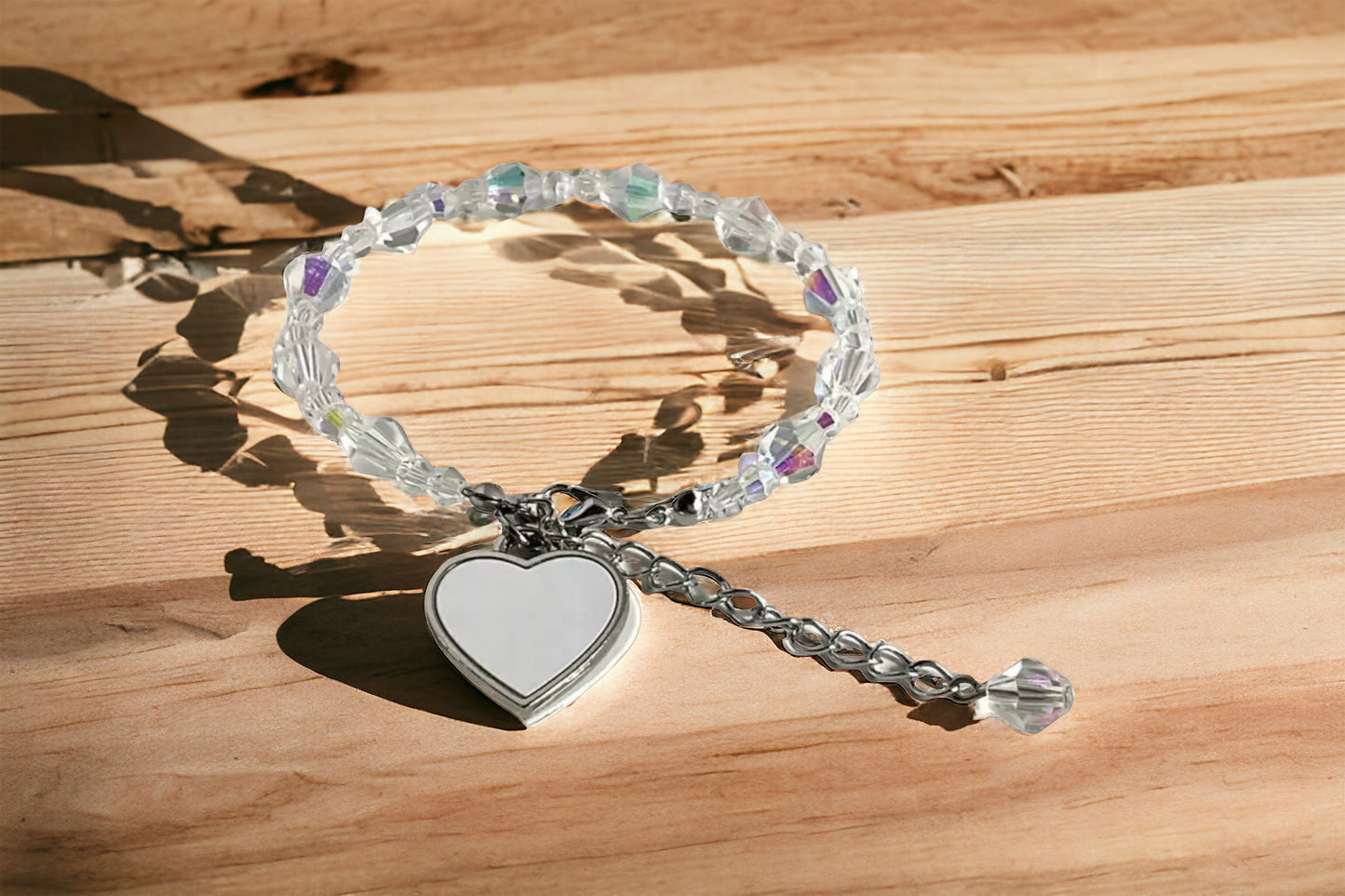 Crystal Bracelet with Heart  Pendant