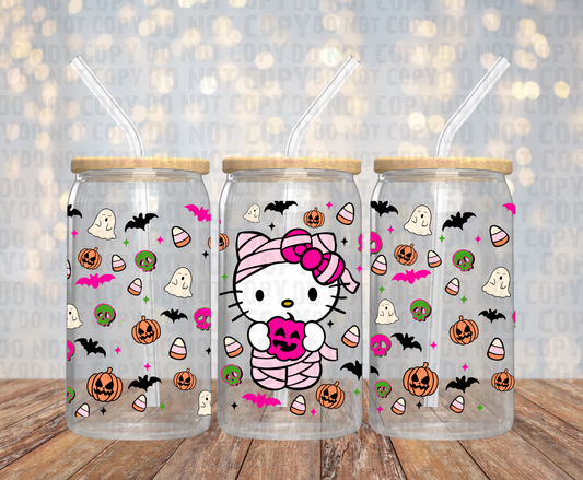 Spooky Kitty UV DTF cup wrap