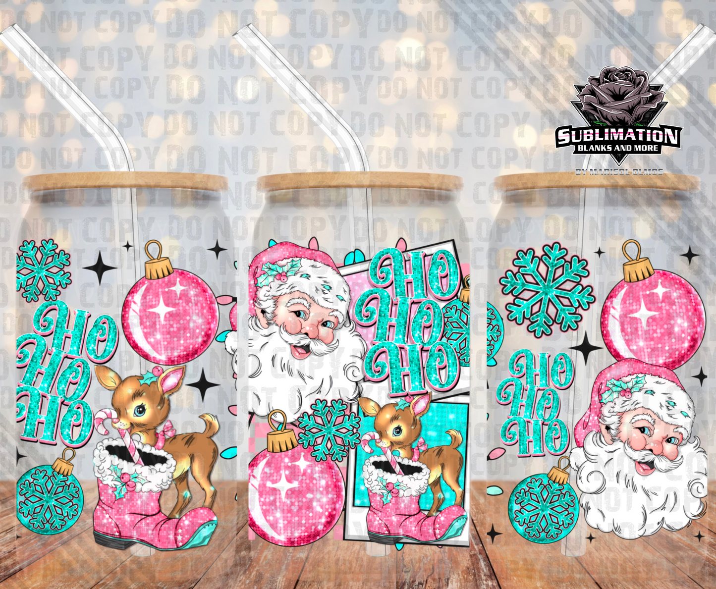 Pink Christmas UV DTF