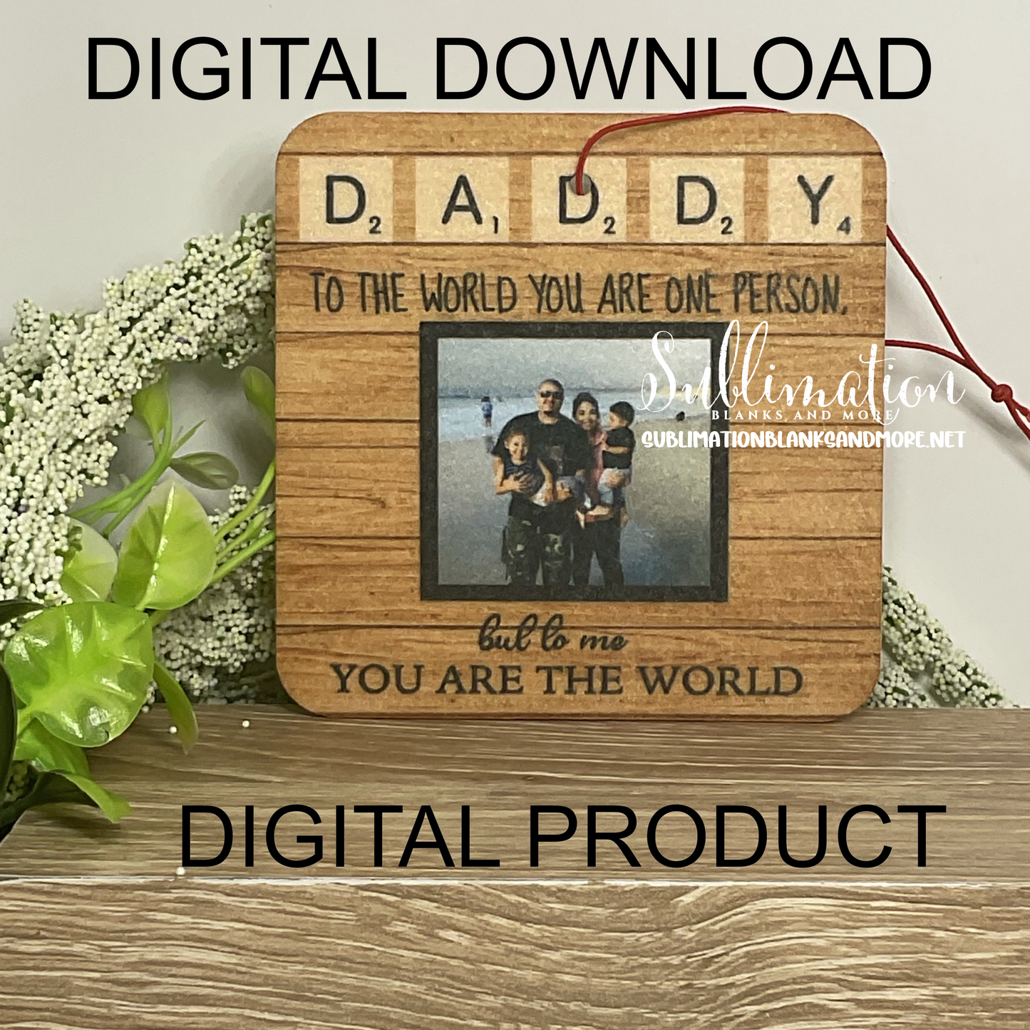 Square Air Freshener Daddy Scrabble Digital File