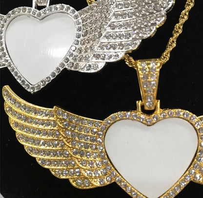Bling Angel Wings Heart Necklace