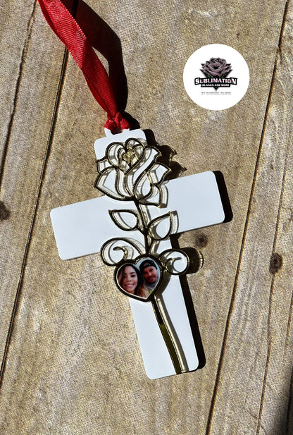 Cross w/Rose Ornament