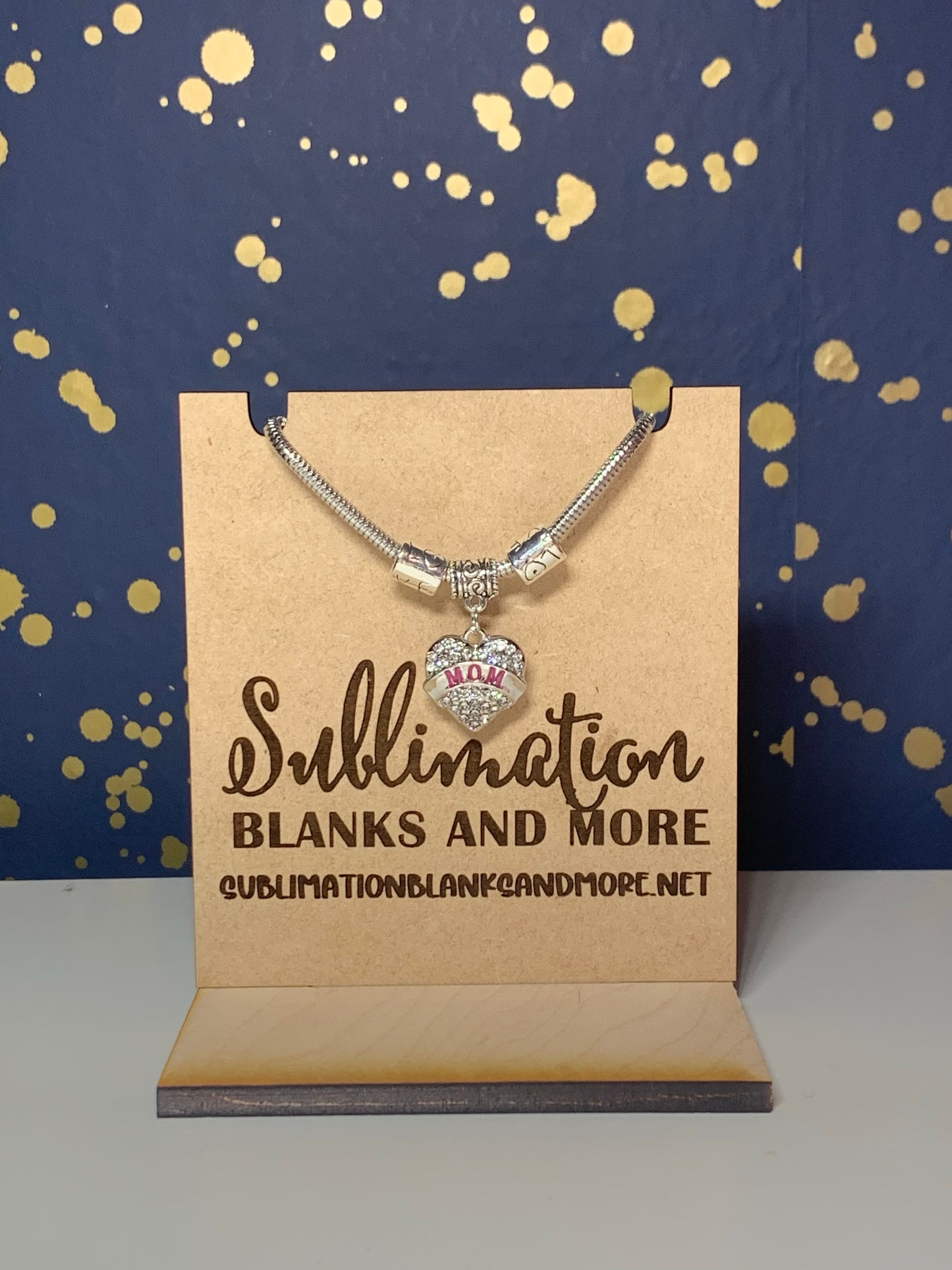Mom Rhinestone Charm Bracelet
