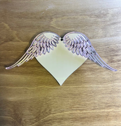 Acrylic Heart with Wings Ornament