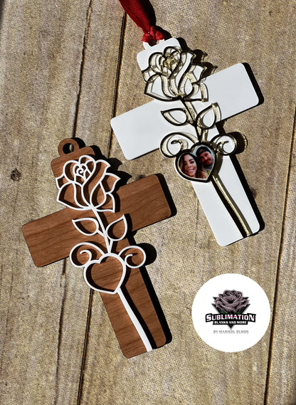 Cross w/Rose Ornament