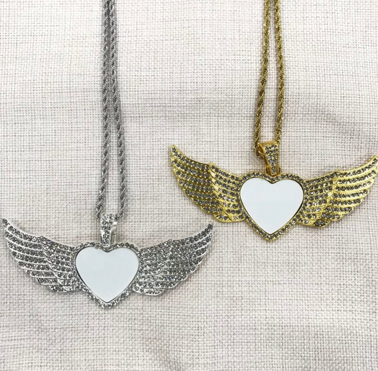 Bling Angel Wings Heart Necklace