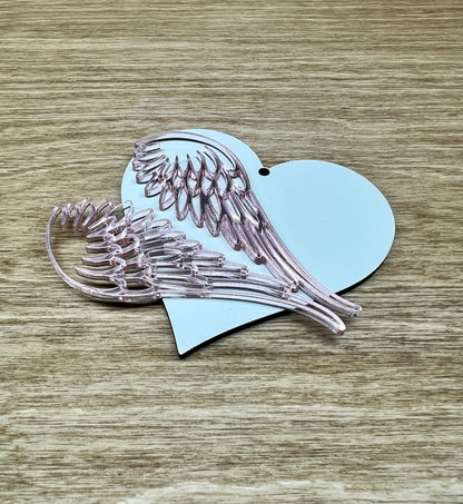Acrylic Heart with Wings Ornament