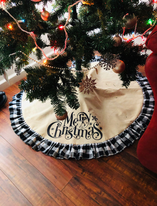 Buffalo Plaid Tree Skirt -White