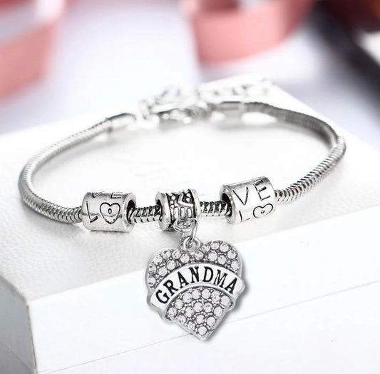 Grandma Rhinestone Charm Bracelet