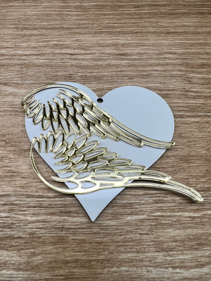 Sublimation Heart with Wings Ornament