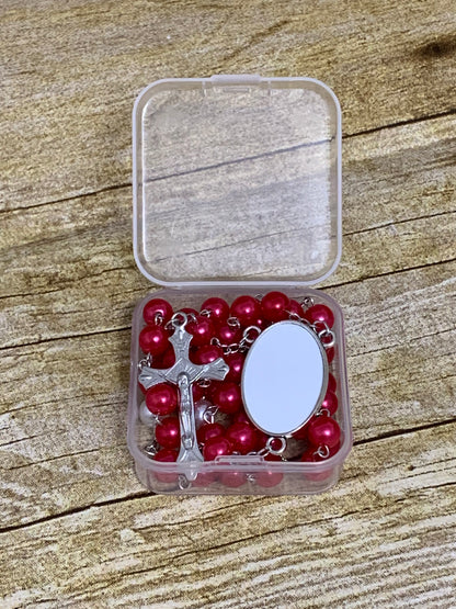 Blank Red/Silver Sublimation Rosary (Ready to Ship)